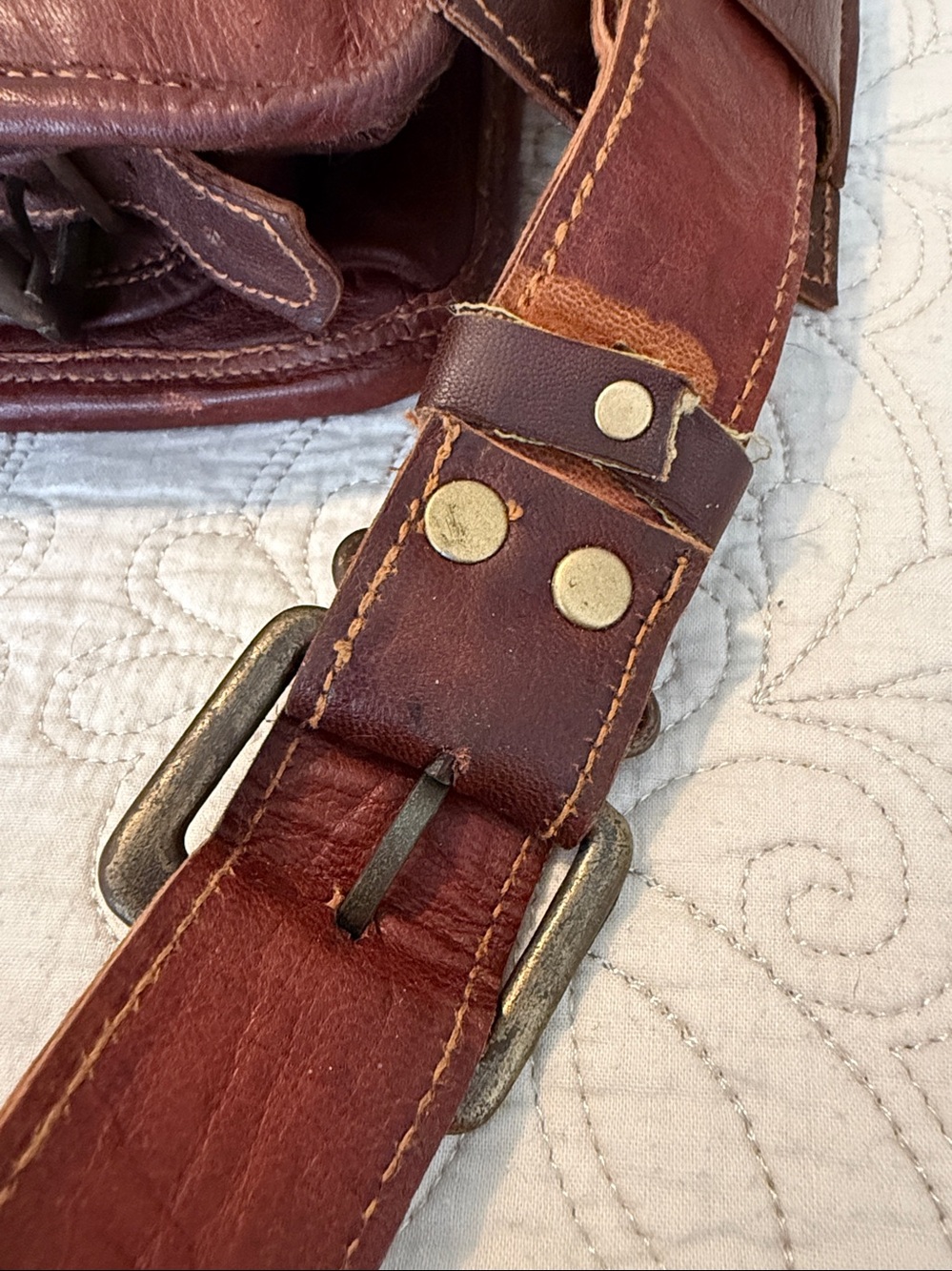 Vintage style Brown faux Leather Messenger Bag - Picture 10 of 11
